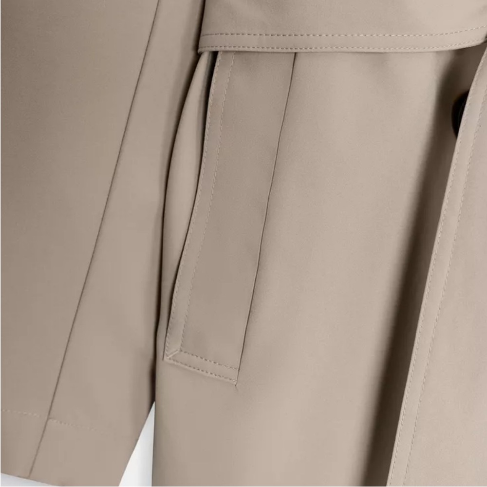 Zara NWT long waterproof trench coat with belt camel 8073/258 - Picture 4 of 14